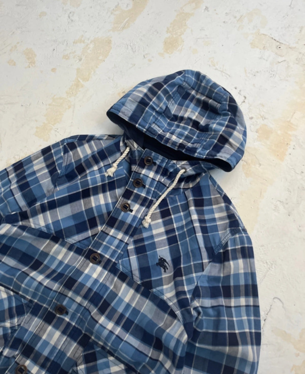 00s Burberry Black Label Plaid Blue Technical Panelled Cotton Jacket