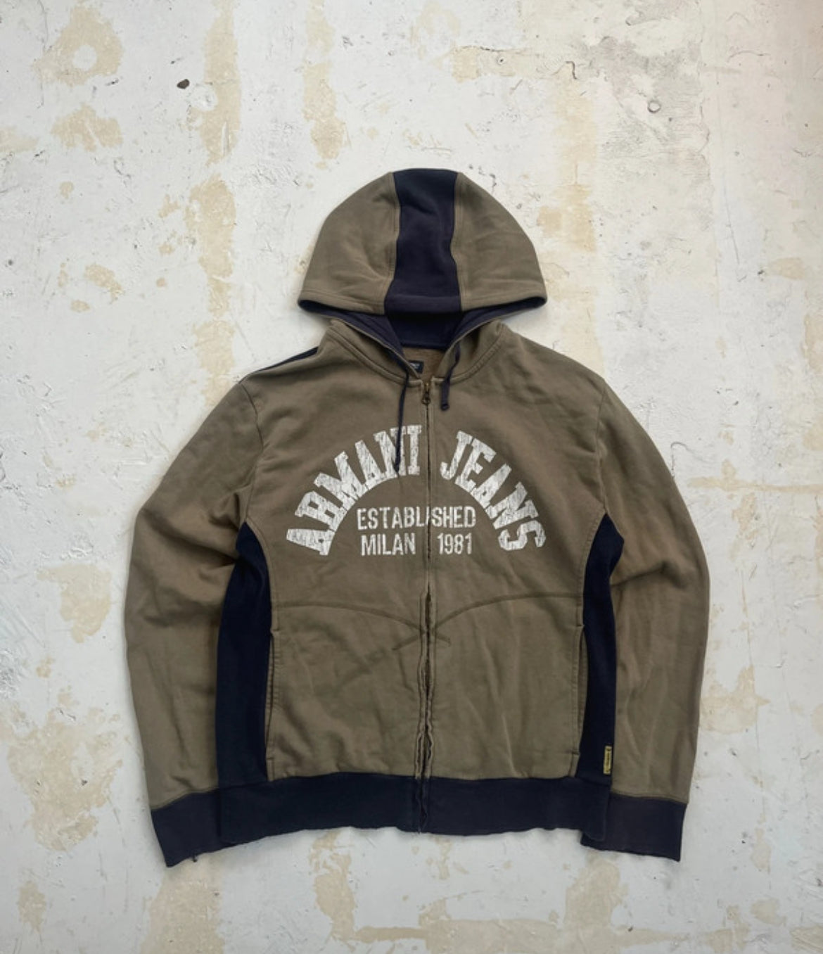 00s Armani Jeans Spell-out Technical Panelled Hoodie