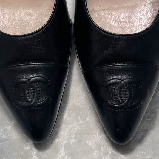 2000s Chanel Leather Mid Heel Pumps