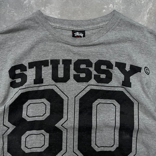 2000s Stüssy Baggy Grey/Black Graphic Tee