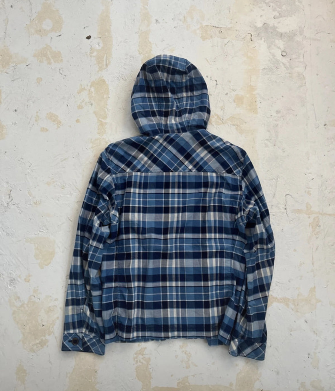 00s Burberry Black Label Plaid Blue Technical Panelled Cotton Jacket
