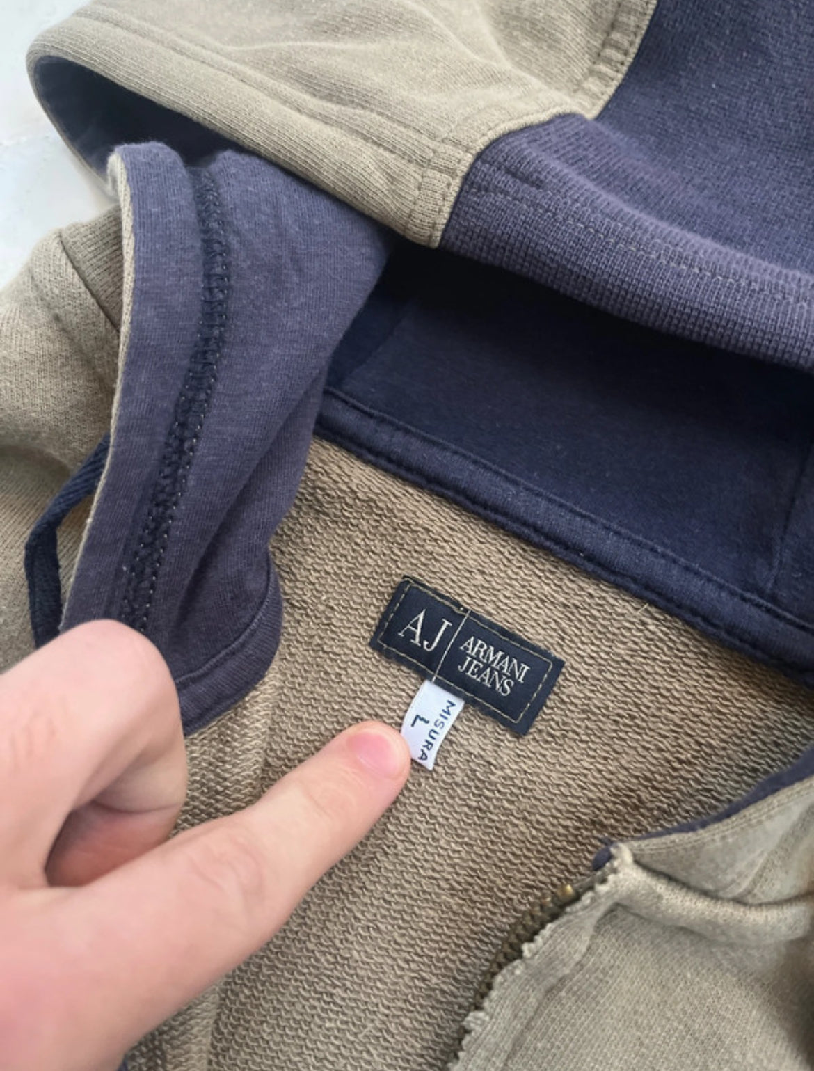 00s Armani Jeans Spell-out Technical Panelled Hoodie