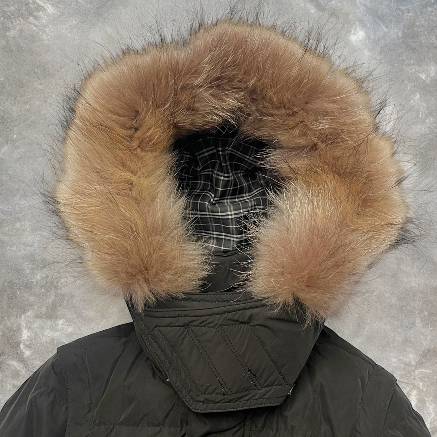 2000s Burberry Black Label Raccoon Fur Trim Technical 2-in-1 Hooded Puffer