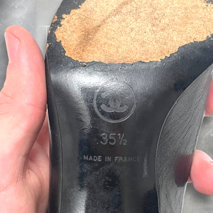 2000s Chanel Leather Mid Heel Pumps