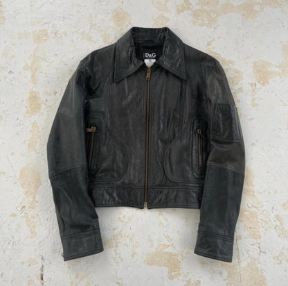 00s Dolce & Gabbana Mainline Panelled Leather Jacket