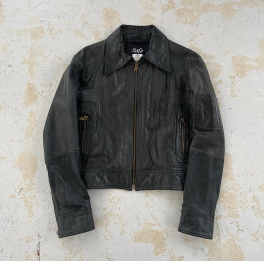 00s Dolce & Gabbana Mainline Panelled Leather Jacket