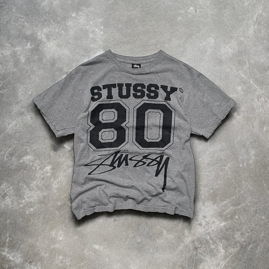 2000s Stüssy Baggy Grey/Black Graphic Tee
