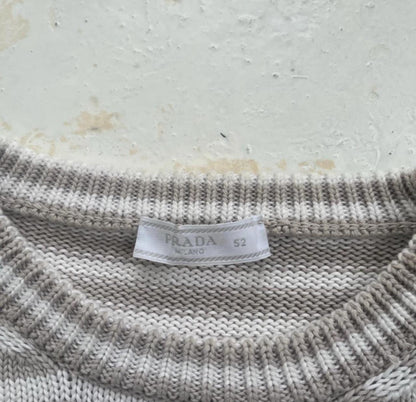 FW2016 Prada Mainline Striped Panelled Heavyweight Cotton Knit