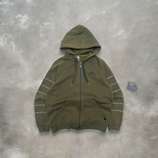 2000s Nike Air Green Dual Layer Panelled Skater Hoodie