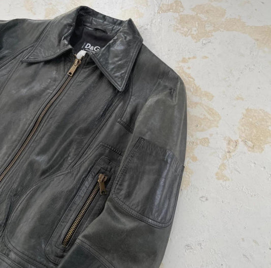 00s Dolce & Gabbana Mainline Panelled Leather Jacket