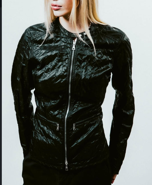 00s Prada Sport Nylon Corset-Style Moto Jacket