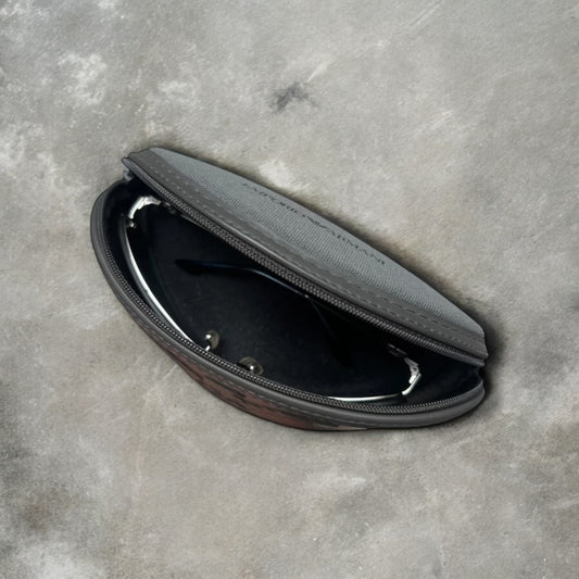 2000s Emporio Armani Silver/Blue Wraparound Frame Sunglasses