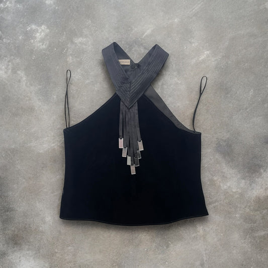 FW2003 Runway Armani Halter-neck Velvet Shimmer Top