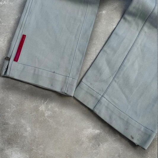 2000s Prada Sport Pastel Blue Panelled Red Tab Trousers