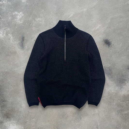2000s Prada Sport Nylon/Wool Blend Half Zip Knit