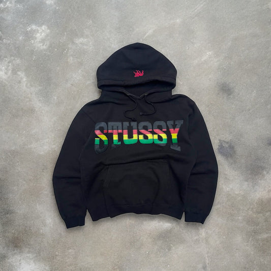 2000s Stüssy Rasta Spellout Embroidered Hoodie