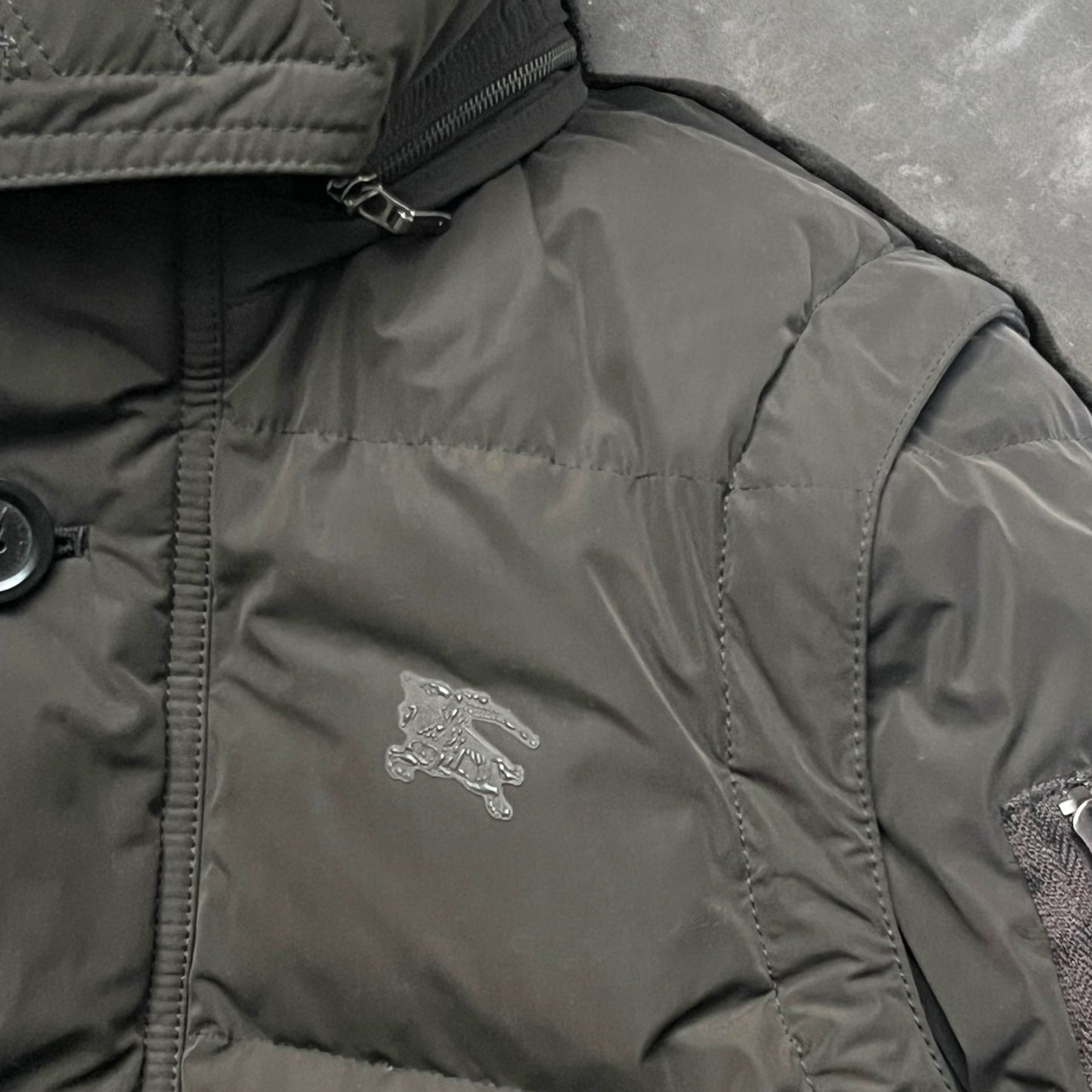 2000s Burberry Black Label Raccoon Fur Trim Technical 2-in-1 Hooded Puffer